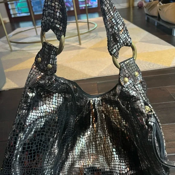 HOBO Metallic Black and Silver Women's Bag - Picture 1 of 4